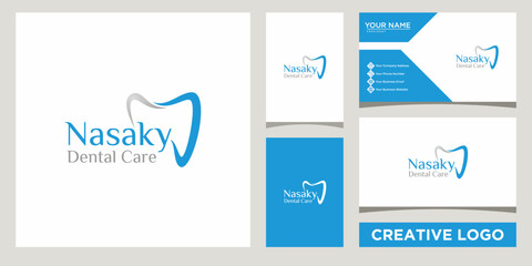 dental care logo design template with business card design