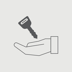 Key in hand vector icon illustration sign