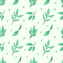 green leaf floral foliage seamless pattern background