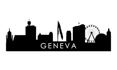 Geneva skyline silhouette. Black Geneva city design isolated on white background.