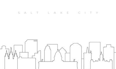 Outline Salt lake city skyline. Trendy template with Salt lake city buildings and landmarks in line style. Stock vector design.