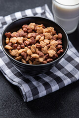 cornflakes wholegrain breakfast milk meal food snack on the table copy space food background 