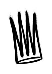 Sprayed crown with overspray in black over white. Vector illustration.