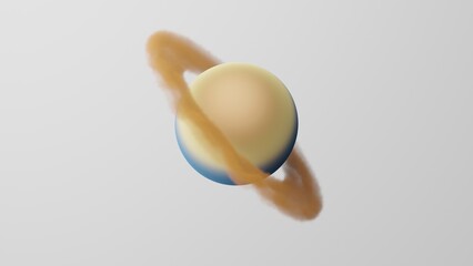 Minimalism Ringed Planet, mysterious symbol. On white background. 3d render