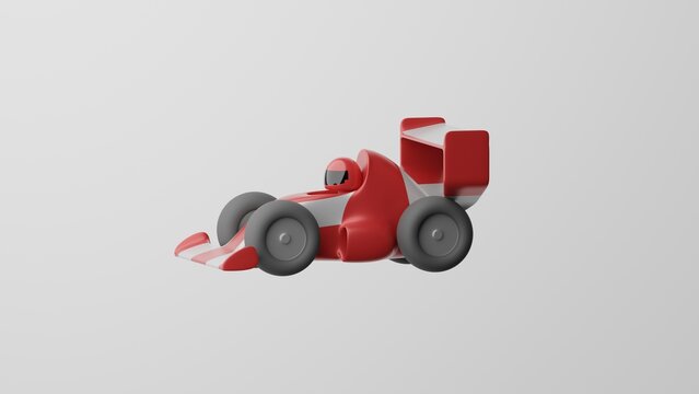 Minimalism Racing Car, speed symbol. On white background. 3d render