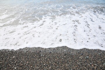 Picturesque view of beautiful sea coast on pebble beach