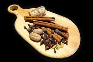 Spices and Herbs on a black background