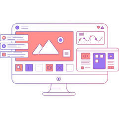 Computer software outline icon program code vector