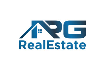 Real estate logo house roof window  initial letter ARG modern simple design residence property icon building