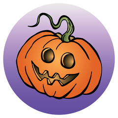 Halloween pumpkin icon. Vector illustration. Halloween pumpkin lantern with smiling face. Element for design.