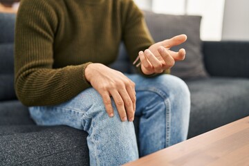 Young arab man patient having mental session at psychology center