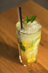 Glass of lemonade with mint isolated