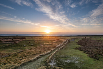 Amrum island, Germany: spectacular sunset on Amrum at the northern tip of the island