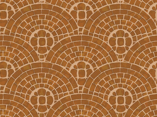 Background image seamless brown round fan tile shape