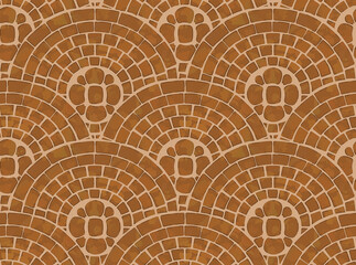 Background image seamless brown round fan tile shape
