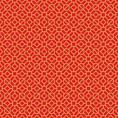 Background image seamless Chinese golden red geometry tracery pattern