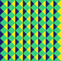 Seamless geometric pattern with colorful triangles. Abstract geometrical background for fabric, tile, textile, wrapping. Vector festive illustration.