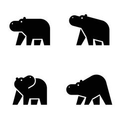 Set of Hippo, Hippo Logo. Icon design. Template elements