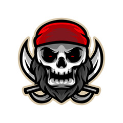 Pirates skull with cross swords sport mascot logo design