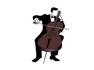 チェロを弾くタキシードの男性 © 中野