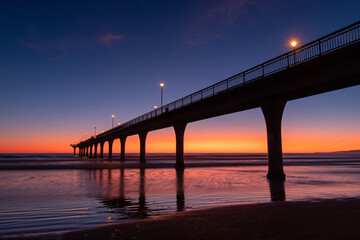 Morning view of New Brighton Pier, Christchurch, New Zealand.