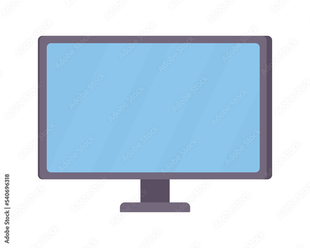 Fototapete PC monitor semi flat color vector object. Computer blank screen. Editable element. Full sized item on white. Technology simple cartoon style illustration for web graphic design and animation