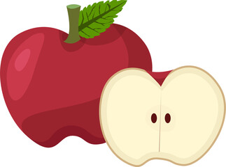 Illustration apple fruit vegetable flat design.