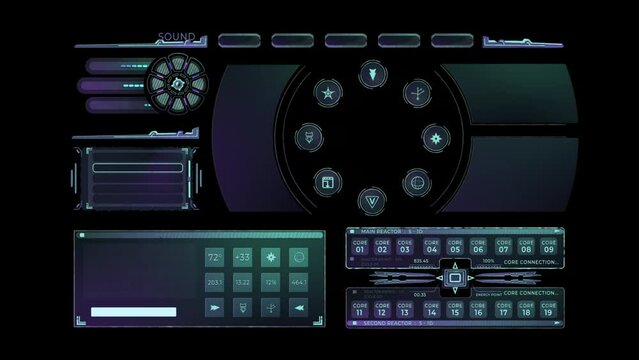 stylish futuristic screen, animated hud element in a sci fi setting with alpha