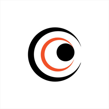 Simple eye vector logo design with letter C.