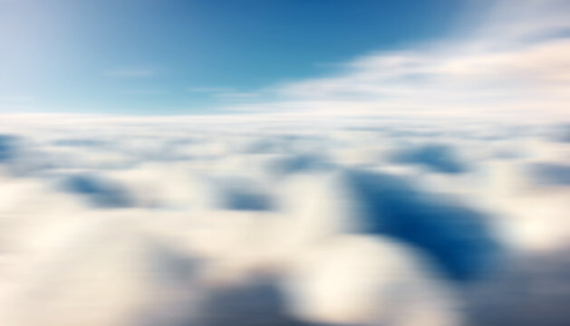 white fluffy clouds in sky horizon, creative background. 3D illustration, 3D render.