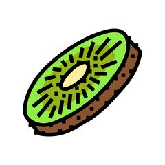 slice kiwi color icon vector. slice kiwi sign. isolated symbol illustration