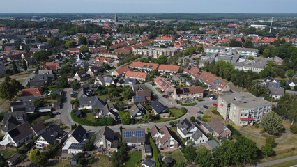 Aerial shot of small city in The Netherlands: Steenwijk on a sunny day