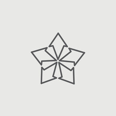 Five way direction vector icon illustration sign