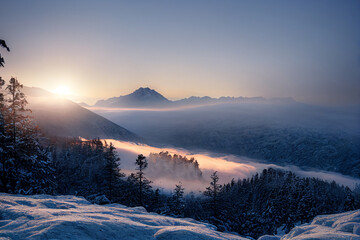 sunset in the mountains