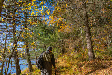 fisherman in the woods