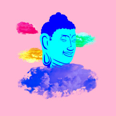 Fashion minimal illustration. Positive Buddha. Relax and good vibes