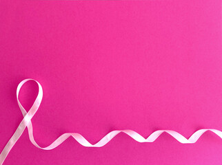 October, breast cancer awareness month - Pink ribbon breast cancer awareness photography poster design. Stroke pink ribbon. October is Cancer Awareness Month.