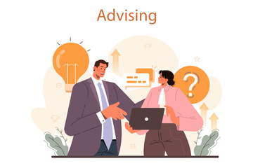 Soft skills concept. Business people or employee with advicing skill.
