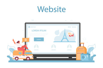 Tour guide online service or platform. Tourists listening to the history