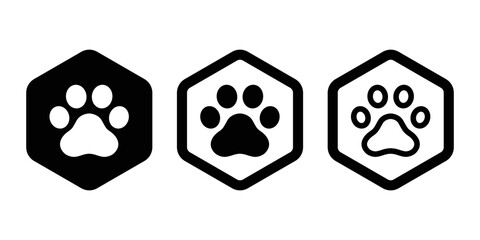 dog paw vector icon footprint hexagon logo french bulldog cartoon symbol character illustration doodle design clip art - obrazy, fototapety, plakaty