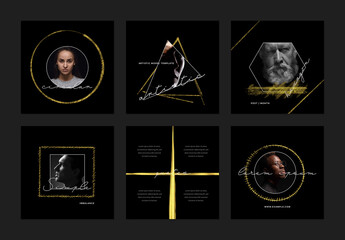 Social Media Posts with Gold and White Accent