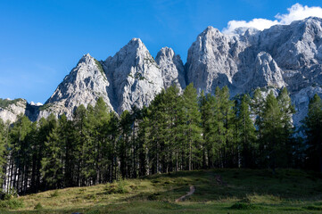 Fototapeta na wymiar Paysage de montagne autour du mont Triglav en Slovénie en été