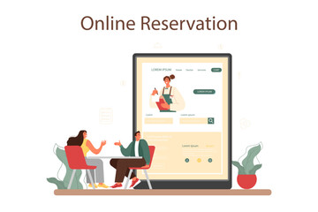 Waiter online service or platform. Restaurant staff, catering service.