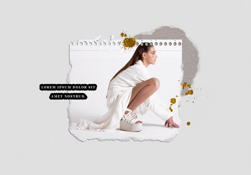 Creative Note Paper Photo Mockup with Gold Splashes