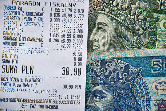 paragon fiskalny ,polskie banknoty ,podatki 