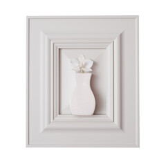 Abstract autumn background - a decorative frame and a white vase with an orchid isolated on a white background.