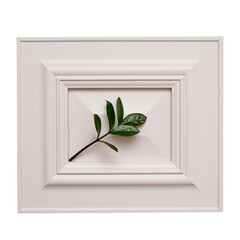 Abstract autumn background - a decorative frame and a branch of a plant isolated on a white background.