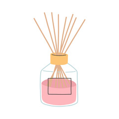 Aroma diffuser with reeds.Glass jar with aroma sticks.Accessory for home.