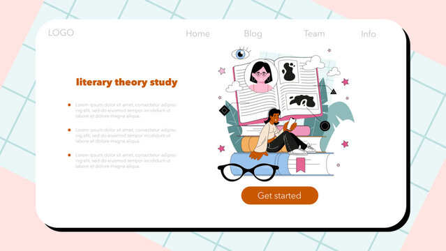 Literary critic web banner or landing page. Professional journalist