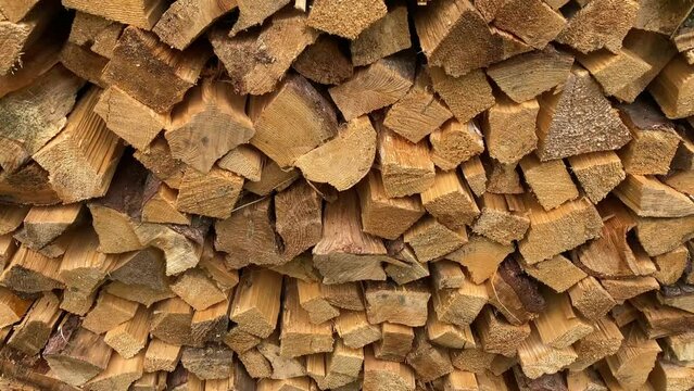 Stack of wood carefully arranged to go through winter.